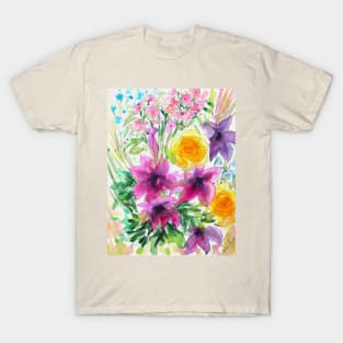 Summer in Full Bloom Watercolor Painting T-Shirt